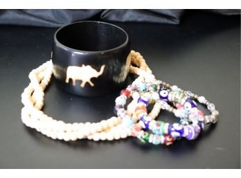 Assorted Lot Of Women's Jewelry With Strand Bone Hook Necklace And Bracelets