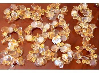 12 Yellow Glass Floral Napkin Rings