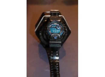 Black G Shock Watch With Blue Face From Casio 200 Meter Water Resistant With Case