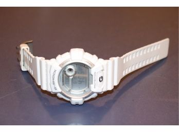 White Digital G Shock Watch With Silver Trim From Casio 200 Meter Water Resistant