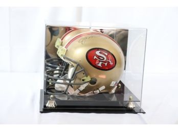 Joe Montana San Francisco 49er's Autographed Helmet, Collector's Case & COA Sticker By Cardboard Memories 3134