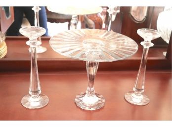 Tall Crystal Pedestal Cake Stand And Candlesticks