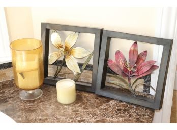 Floral Metal Wall Art With Candles