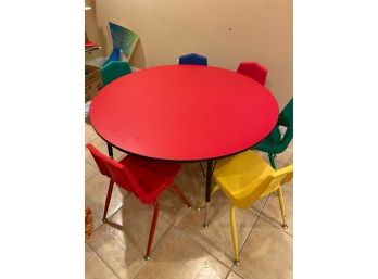 Children's Learning/ Play Table With 6 Colored Chairs And Jelly Belly Decorations