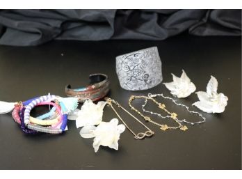 Lot Of Assorted Women's Costume Jewelry Etched Cuff Bracelet