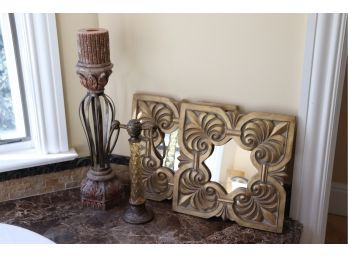 Decorative Wall Mirrors With Towel Holder And Candlestick