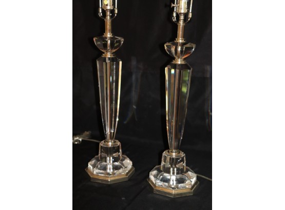 PAIR Of Fabulous Decorative Craft Inc Handcrafted Imports Elegant Contemporary Crystal Table Lamps