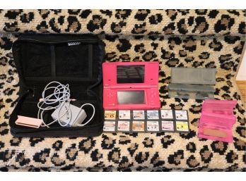 Pink Nintendo DS With Case & Games