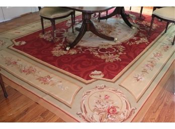 Beautiful Handmade Aubusson Rug From Safavieh, Fringe Is Sewn Underneath, Floral Border With Corner Highlight