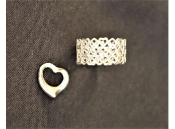 Tiffany Sterling Layered Heart Ring With & Small Sterling Heart
