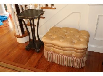 Tufted Ottoman With Swag Tassels By John Stewart With Piping Along The Edges & Ardley Hall Pedestal