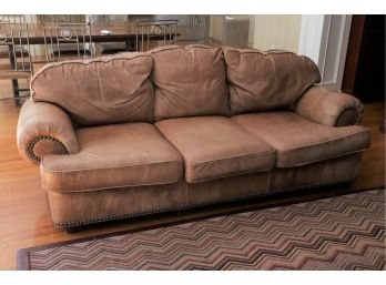 McKinley Leather Anteks Leather Sofa With Rolled Arms & Large Nail Head Accents
