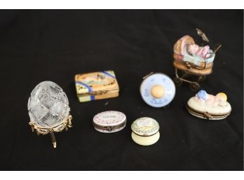 1.Decorative Limoges Pill Boxes & Etched Faberge Egg Assorted Sized Pieces Signed/Hallmarked On Bottom