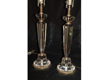 PAIR Of Fabulous Decorative Craft Inc Handcrafted Imports Elegant Contemporary Crystal Table Lamps