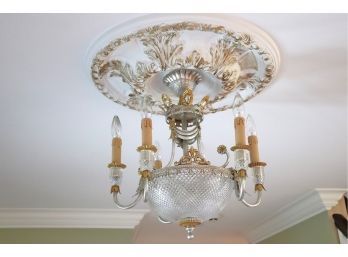 Very Cute Multi-Functional Chandelier With An Antiqued Silver & Gold Toned Style Finish