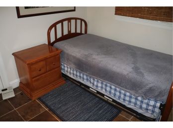 Bellini Twin Size Bed Frame With Trundle & Mattresses - Includes A Nightstand