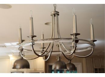 Beautiful Contemporary Light Fixture With A Gorgeous Lucite Ring 6 Arms Polished Chrome 34 Wide X 30 Tall