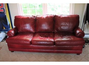 Very Comfortable Red Leather Sleeper Sofa