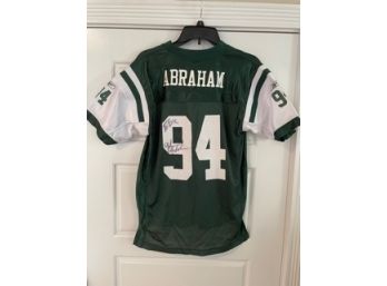 New York Jets Autographed John Abraham 94 Reebok Jersey Large