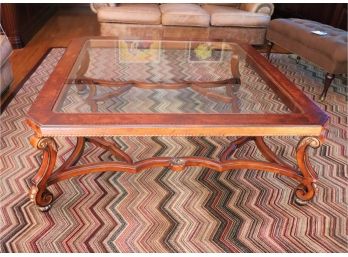Large Coffee Table With A Glass Insert