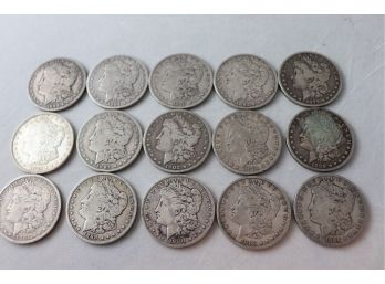 15 Morgan Silver Dollars 90 Silver, Commonly Circulated