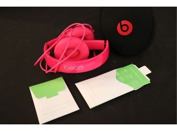 Hot Pink Beats Solo Headphones With Case, Includes Tile- Attachments For Tracking Devices