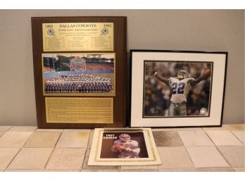 1992 Super Bowl 27 Championship Plaque Troy Aikman Photo & Emmitt Smith Photo With COA 00285132480
