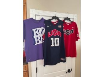 Kobe Bryant USA Olympic Basketball Jersey Nike Size M, USA Warm Up Shirt L & Purple T Shirt