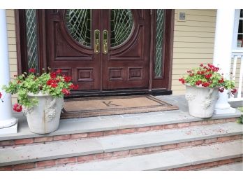 Large Beautiful Entryway Cement Planters With Grape Clusters