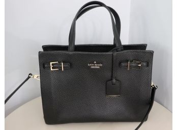 Kate Spade New York Black Leather Satchel Bag With Shoulder Strap