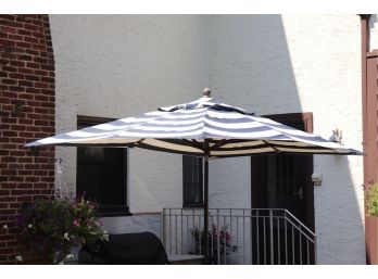 Classic Blue & White Striped Rectangular Shaped Market Umbrella