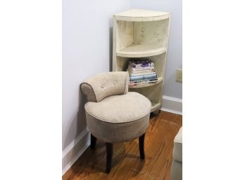 3 Tiered Rustic Corner Shelf Unit & Small Vanity Chair/Stool