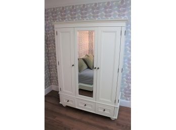 Pottery Barn Teen Off White 2 Door Armoire With Center Beveled Mirror