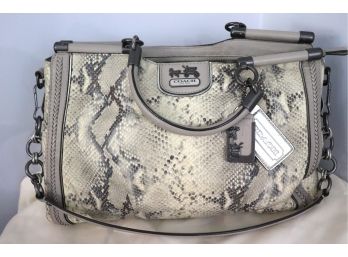Coach Limited Edition Gray Python Print Snakeskin Handbag