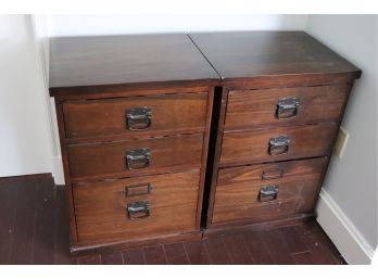 Pair Of Pottery Barn Style Dark Wood File Cabinets
