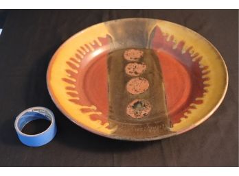 Vintage Signed Hand Crafted Ceramic Platter With Unique Design