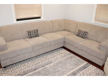 Jennifer 3 Piece Sleeper L Shaped Upholstered Sectional Sofa In Warm Gray Textured Fabric