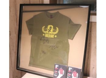 Retro Green Day American Idiot Tour T Shirt - Signed By Band In Shadowbox