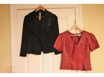 Womens Blouse Josie Size Small & Bailey 44 Black Size Small  Red Leather Top Size