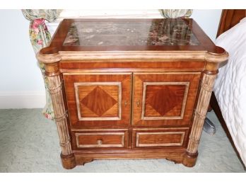 Beautiful Louis J Solomon Nightstand Cabinet With A Marble Top Insert  Fluted Column Design