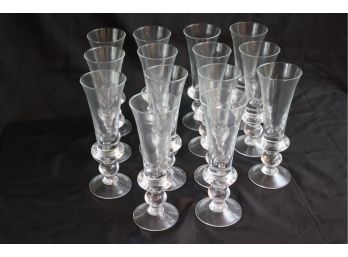 Collection Of 14 Unique Quality Hand Blown Pilsner Glasses Nice Set
