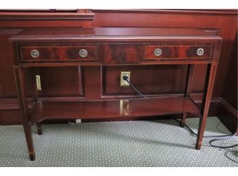 Vintage Flame Mahogany Console With Banding