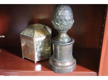 Collection Includes Heavy Decorative Brass Acorn Tall Antiques Brass Finish &  Beautiful Mirror Box