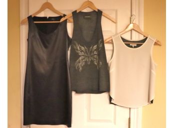 Rag & Bone  Sleeve Blouse XS, Zadig & Voltaire Beaded Tank Top & Theory Size 6 Satin Sleeveless Cocktail
