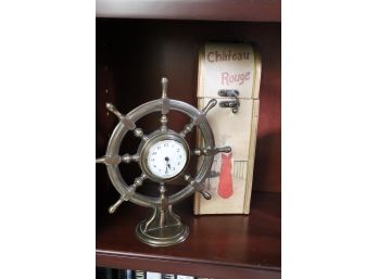 Substantial Brass & Quartz Clock Made In Germany Includes Decorative Chateau Rouge Box