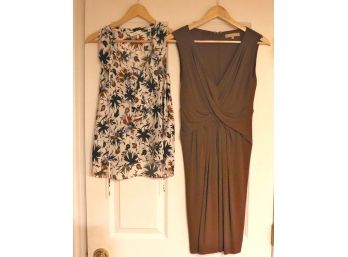 ALC Size 0 Sleeveless Floral Blouse, Michael Kors Size 6 Brown Evening Dress Made In Italy