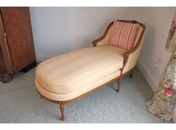 Louis The 16th Style Chaise Sofa Beautiful Soft Yellow Leaf Design Grange Upholstery