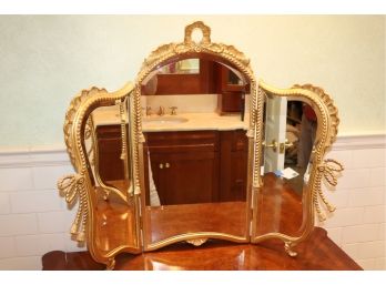 Beautiful Ornate Gilded Trifold French Style Mirror  Carved Mirror Tall Louis J Solomon Mirror