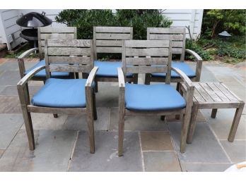 5 Teakwood Chairs From Crate & Barrel