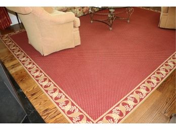 Custom Carpet With Leaf Design Along Border Measures Approximately 159 Inches X 119 Inches